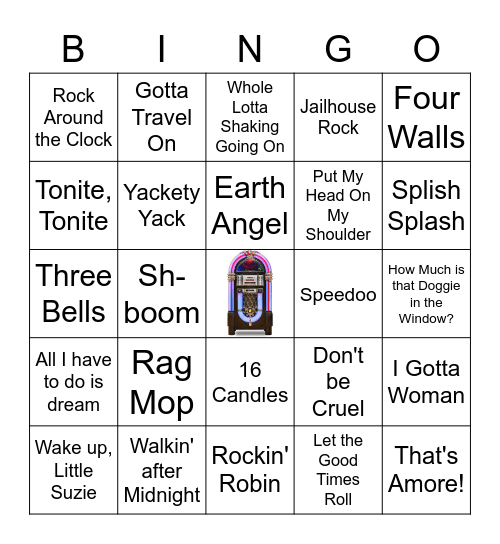 50s Bingo Card