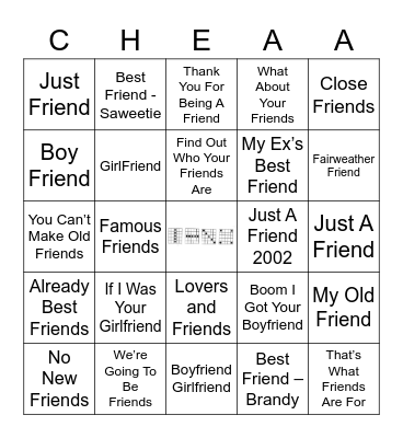 Let's be Friends Bingo Card