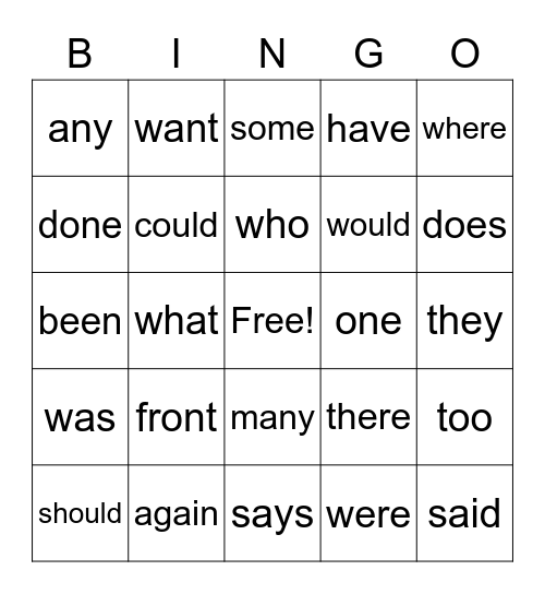 Sight Word Bingo (3.8+) Bingo Card