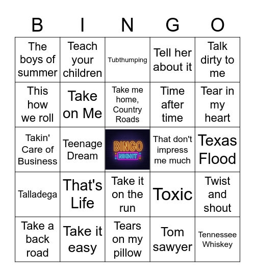 Songs that start with T Bingo Card