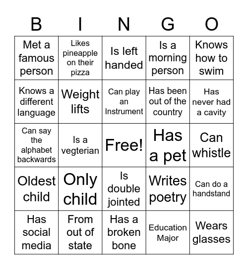 ASPIRE People Bingo Card