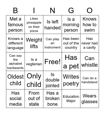 ASPIRE People Bingo Card