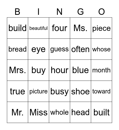 Extension 23-31 Bingo Card