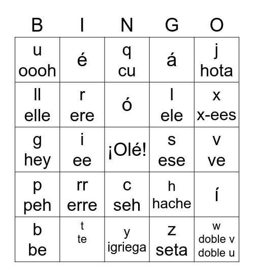 abecedario Bingo Card