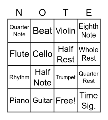 Music! Bingo Card