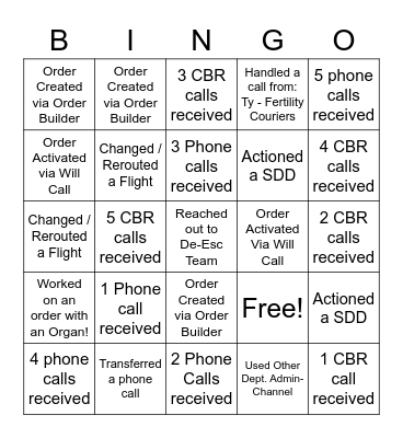 Werk that Board! Bingo Card