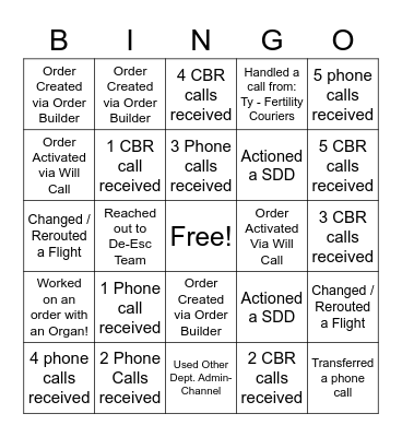 Werk that Board! Bingo Card
