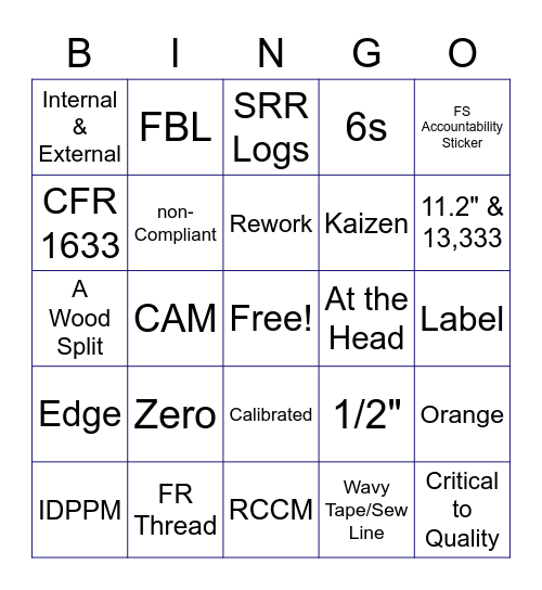 Quality B-I-N-G-O Bingo Card