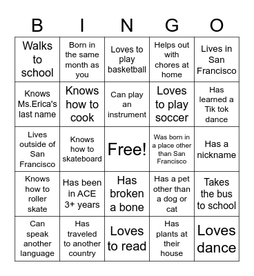 ACE Bingo Card