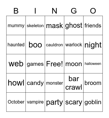 Halloween Bingo Card