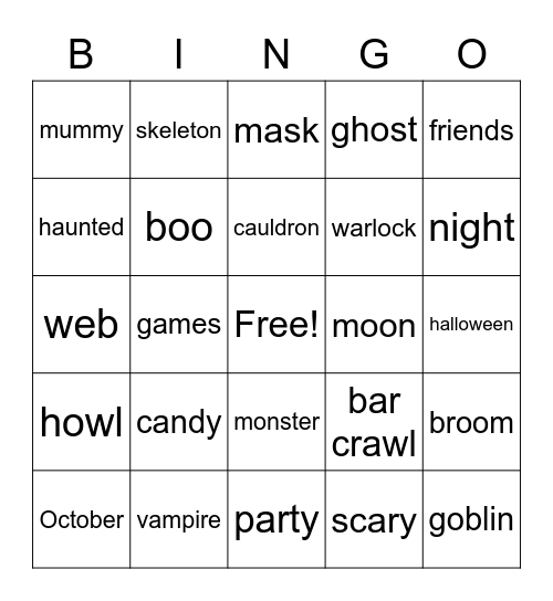 Halloween Bingo Card