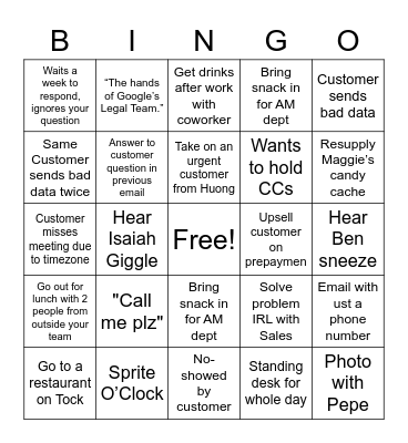 AM Bingo Card