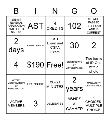 SURT1940-Unit 4 BINGO Card
