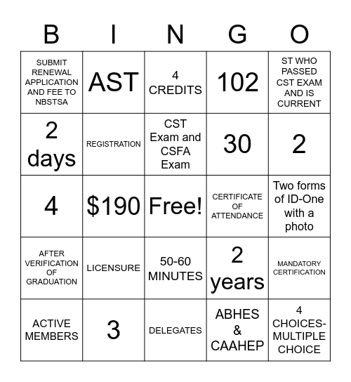 SURT1940-Unit 4 BINGO Card