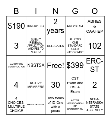 SURT1940-Unit 4 BINGO Card