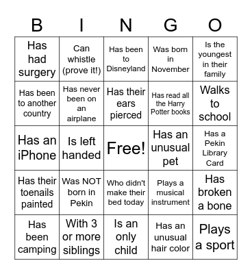 Get To Know You Bingo Card
