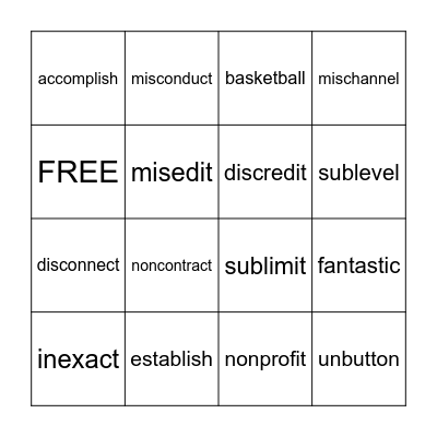 3.4 Multisyllabic Words Bingo Card