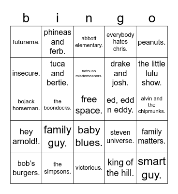 toonrifictariq’s tv bingo. Bingo Card