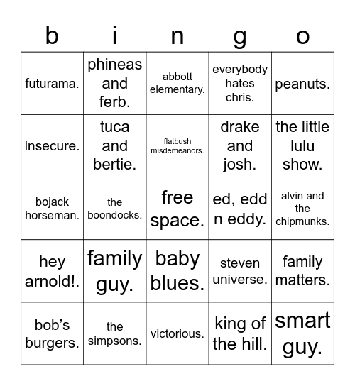 toonrifictariq’s tv bingo. Bingo Card