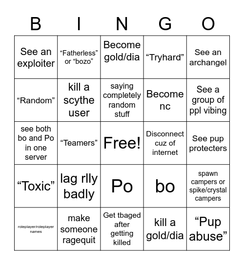 Kaiju paradise bingo :) Bingo Card