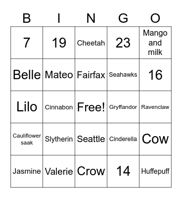 Aline Birthday Bingo Card