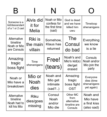 XC3 Chapter 5 speculation time! Bingo Card