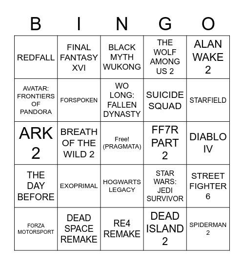 Which 2023 game will get delayed? Bingo Card