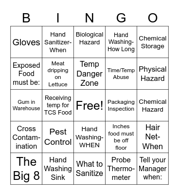 Food Bank BINGO Card