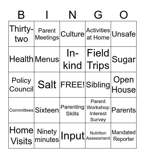 Home Base Bingo Game Bingo Card