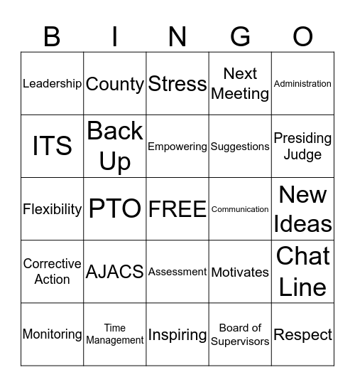 Supervisor Bingo Card