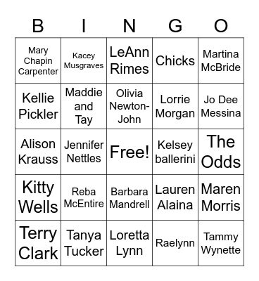 Ladies of Country Bingo Card