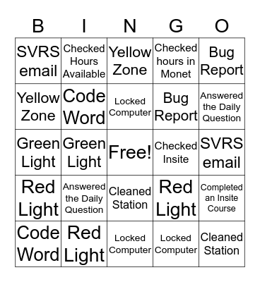 Check your Window Bingo Card