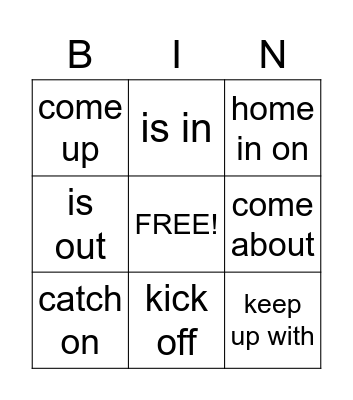 6.2 Phrasal Verbs Bingo Card
