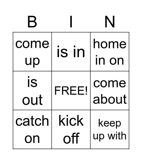6.2 Phrasal Verbs Bingo Card