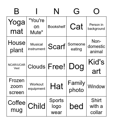 Virtual Zoom Scavenger Hunt Bingo Card