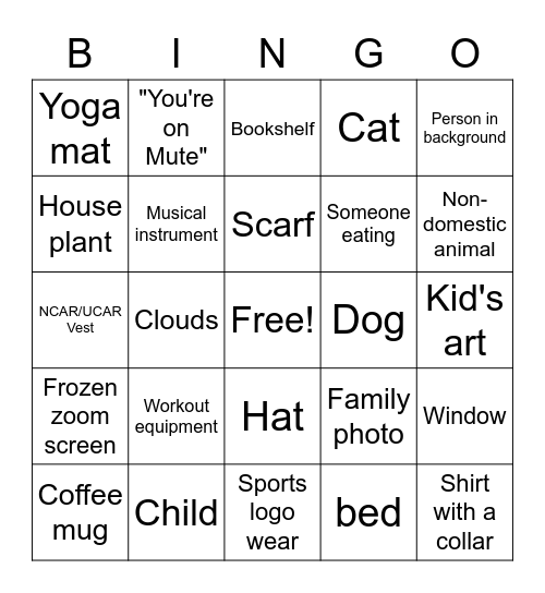 Virtual Zoom Scavenger Hunt Bingo Card
