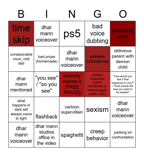Dhar Mann Bingo v3 Bingo Card