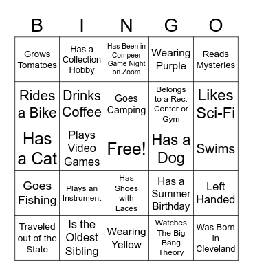 Compeer Friends BINGO Card