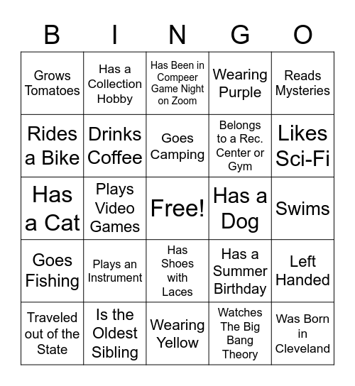 Compeer Friends BINGO Card