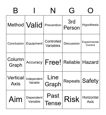 Scientific Investigations Bingo Card