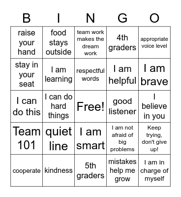 Team 101 Rules! Bingo Card