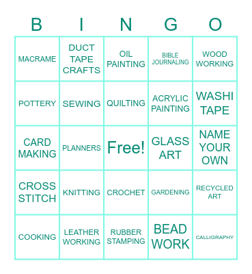 MODERN CRAFTING BINGO Card