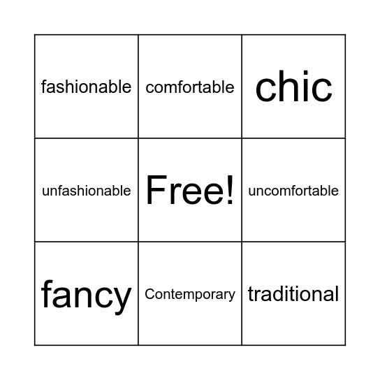 Kivys Clothes Bingo Card