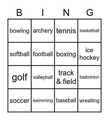 SPORTS BINGO Card