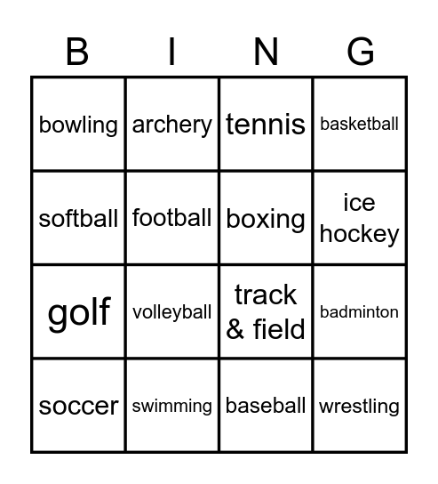 SPORTS BINGO Card