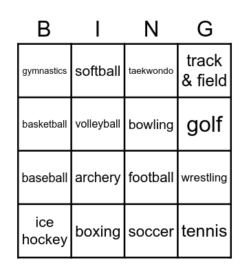 SPORTS BINGO Card