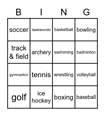 SPORTS BINGO Card