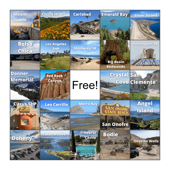 CA STATE PARKS BINGO Card