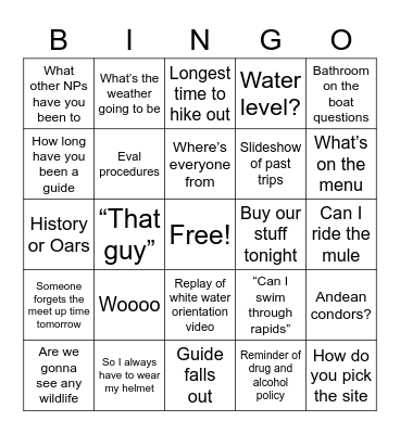 Bureau of Wrecklamation Bingo Card