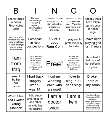 SEADS Bingo Card